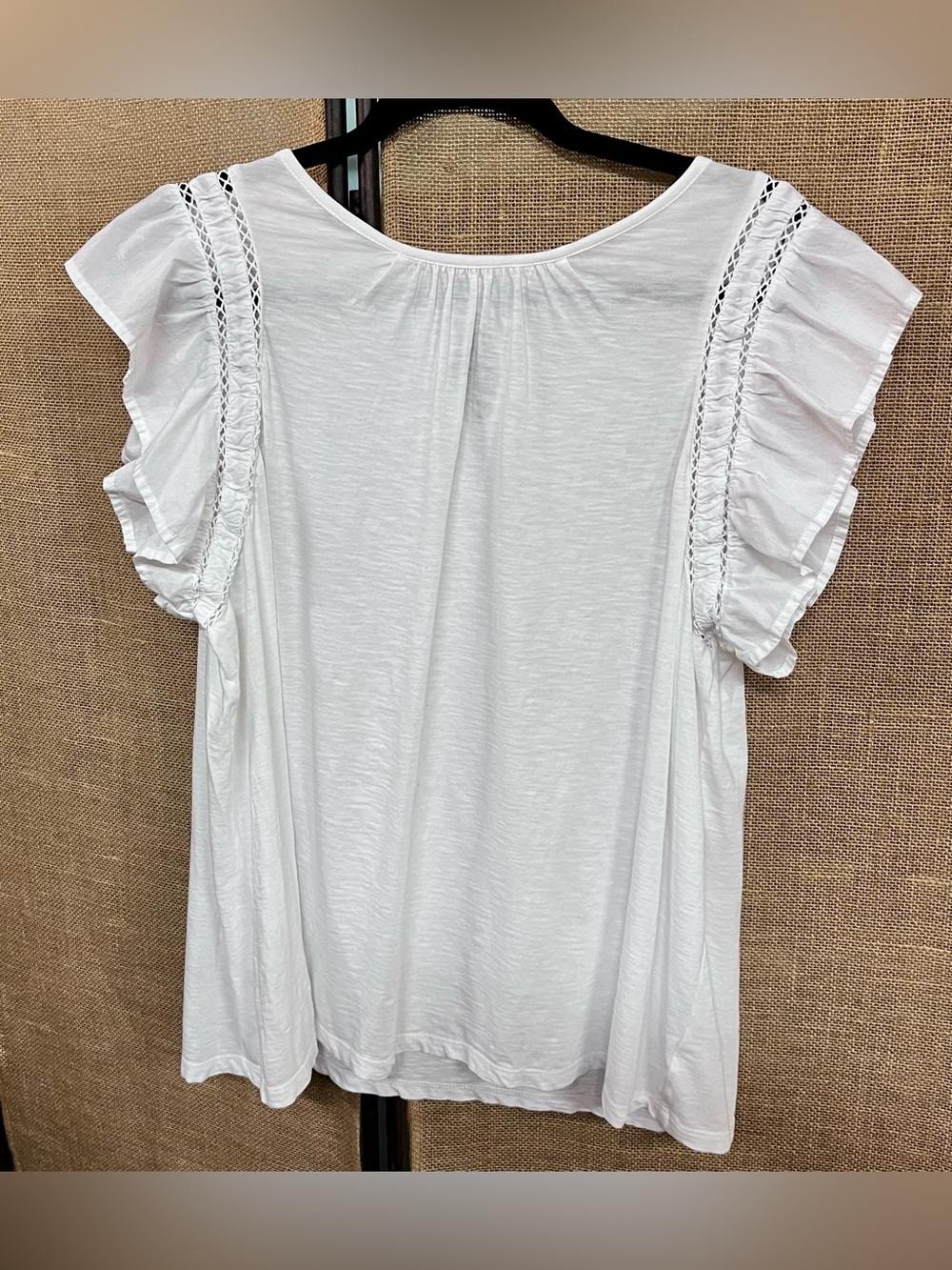 Wonderly White Ruffle Flutter Sleeve Tee